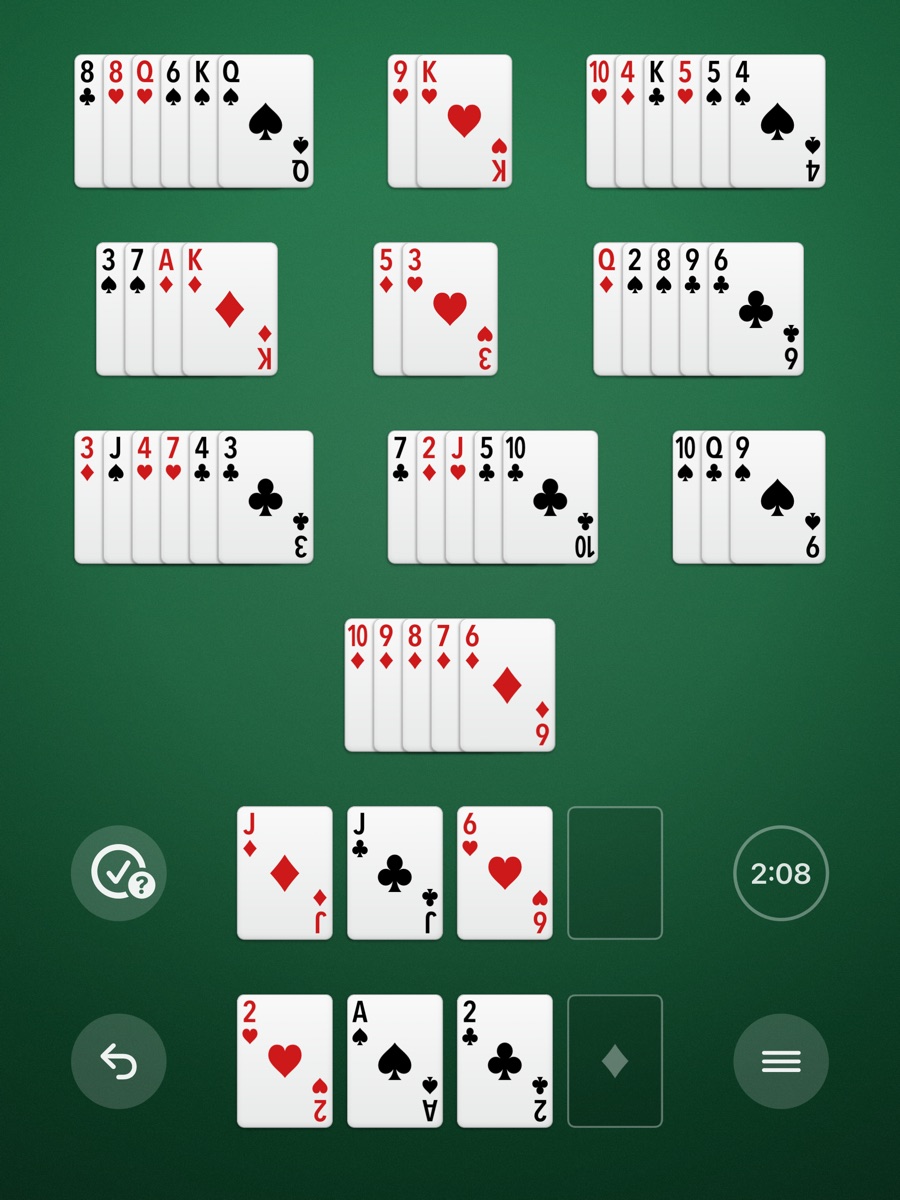 A game on an iPad held upright, on the green table